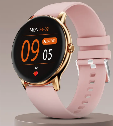 Fire-Boltt Hurricane 33.02mm (1.3) Curved Glass Display with BT Calling, 100+ Sports Modes Smartwatch  (Gold Pink Strap, Free Size)