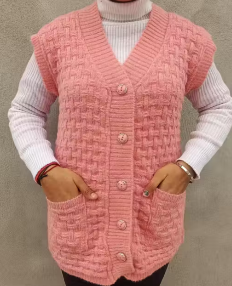 Sleeveless Sweater for Women with Pockets Cardigan Winter wear Sweaters for Ladies