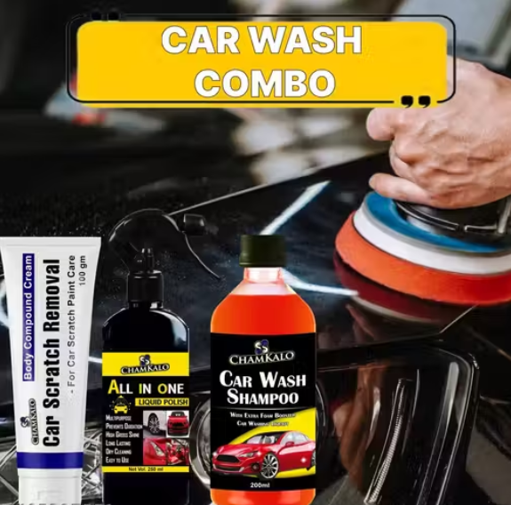 Chamkalo All In One (250ml) + Car Scratch Removal (100g) +Car Wash Shampoo (200ml) Car Polish Spray, Body Compound Scratch Remover ,Spot Cleaning Better Shine Car Wash Combo