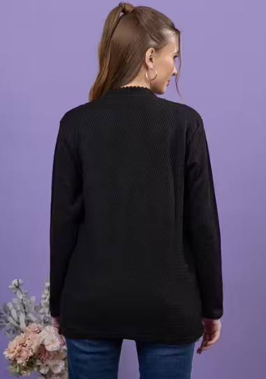 JDD Women's Woollen V-Neck Sweater