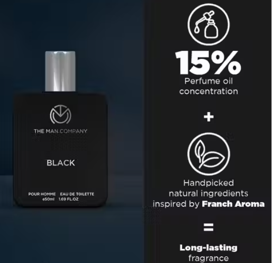 The Man Company BLACK and BLANC Perfume - 50ml X 2 | Long-Lasting Deo Perfume Body Spray
