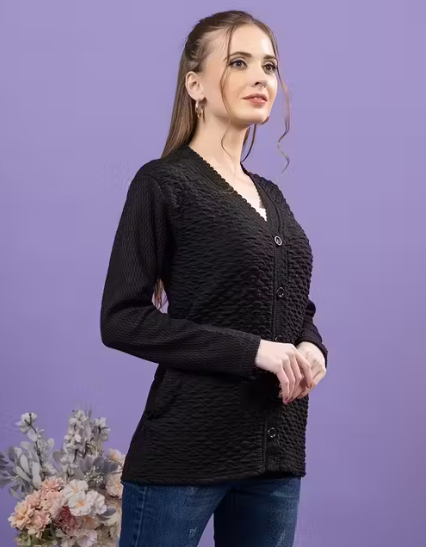 JDD Women's Woollen V-Neck Sweater