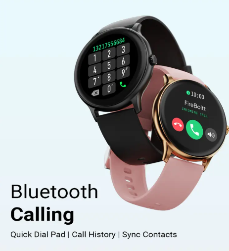 Fire-Boltt Hurricane 33.02mm (1.3) Curved Glass Display with BT Calling, 100+ Sports Modes Smartwatch  (Gold Pink Strap, Free Size)