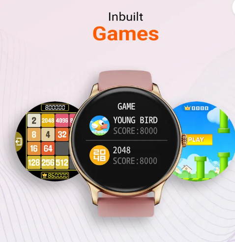 Fire-Boltt Hurricane 33.02mm (1.3) Curved Glass Display with BT Calling, 100+ Sports Modes Smartwatch  (Gold Pink Strap, Free Size)