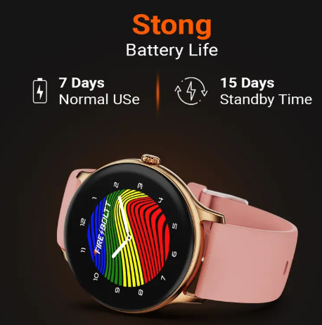 Fire-Boltt Hurricane 33.02mm (1.3) Curved Glass Display with BT Calling, 100+ Sports Modes Smartwatch  (Gold Pink Strap, Free Size)
