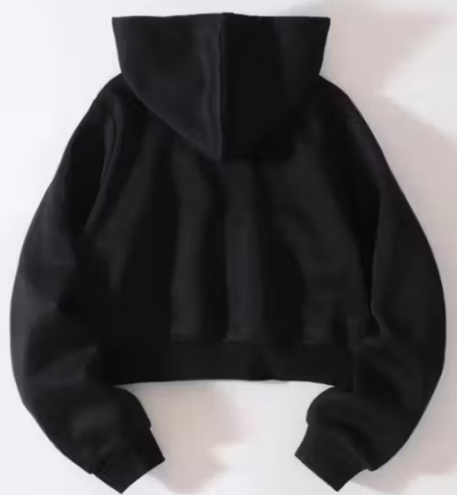 Women Full Sleeve Solid BLACK Hooded Sweatshirt/Jacket