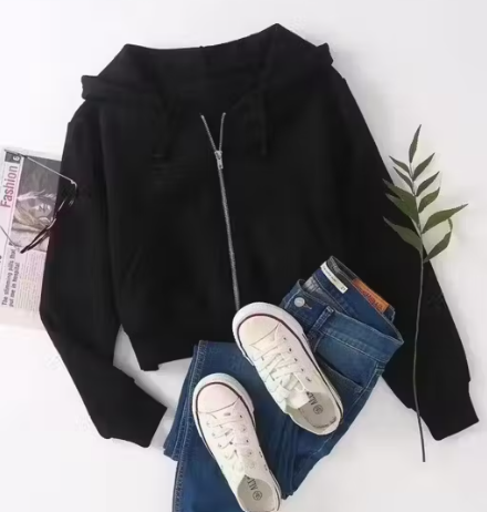 Women’s crop hoodie Casual wear Soft fabric Relaxed fit Cropped length High-waisted Cozy hood