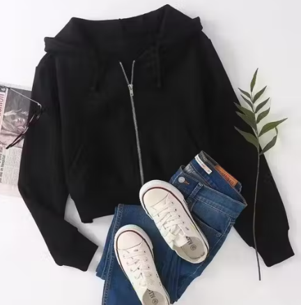 Women’s crop hoodie Casual wear Soft fabric Relaxed fit Cropped length High-waisted Cozy hood