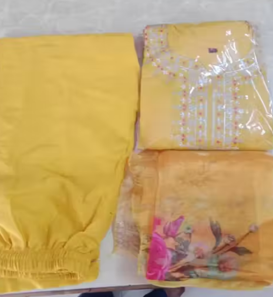 Embroidered Kurta With Printed Dupatta And pent