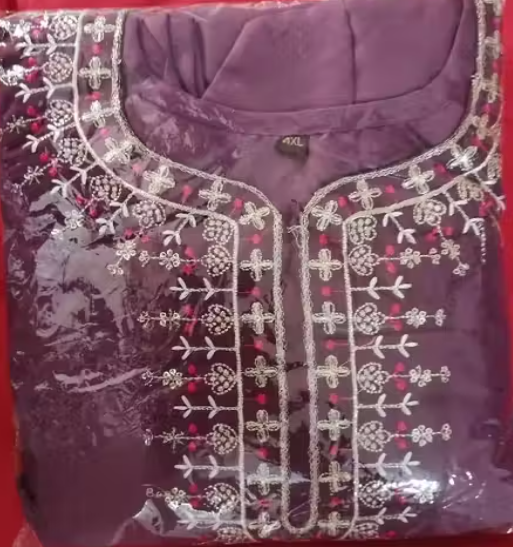 Embroidered Kurta With Printed Dupatta And pent