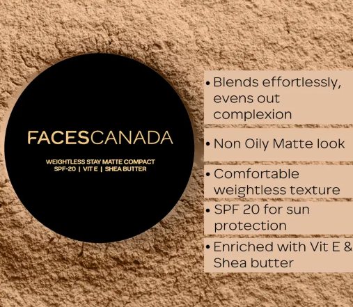 FACES CANADA Weightless Stay Matte Powder | Oil Control Compact  (Natural, 9 g)