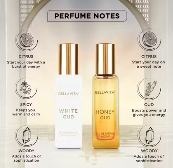 BELLAVITA WHITE OUD perfume & HONEY OUD perfume combo|2X20ML|With Citrus & Woody Notes| Eau de Parfum - 40 ml  (For Men & Women)