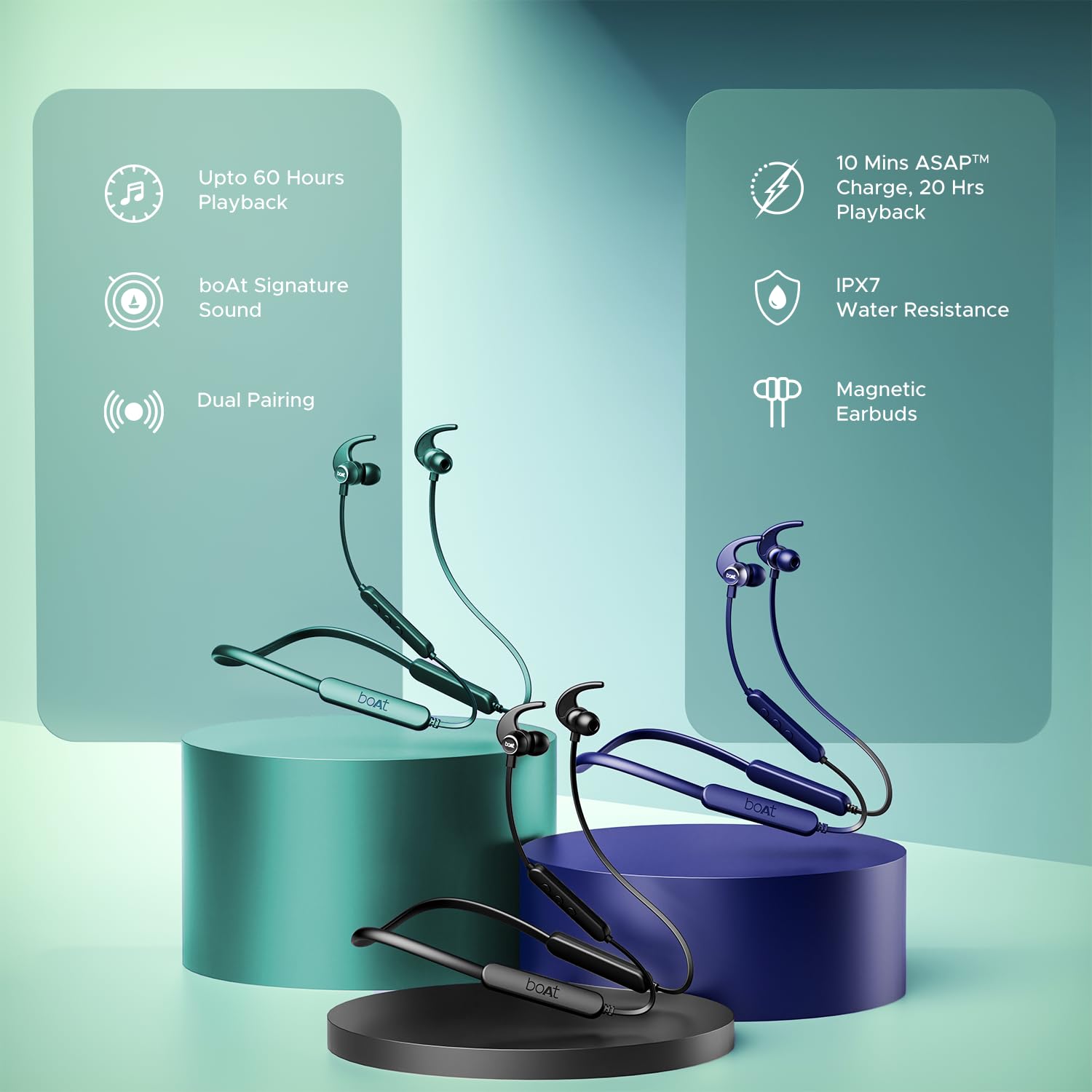 boAt Rockerz 255 Pro+, 60H Battery, Fast Charge, IPX7, Dual Pair,Low Latency,Magnetic Buds, Stream Ad Free Music via App Support, in Ear Bluetooth Neckband, Wireless with Mic Earphones (Moon White)