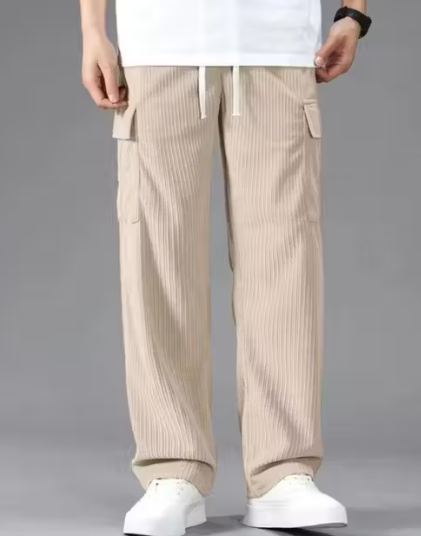 Men's Corduroy Cargo Pants | Relaxed Fit Straight Leg Trousers with Multi Pockets | Casual Loose Fit Bottoms for Daily Wear
