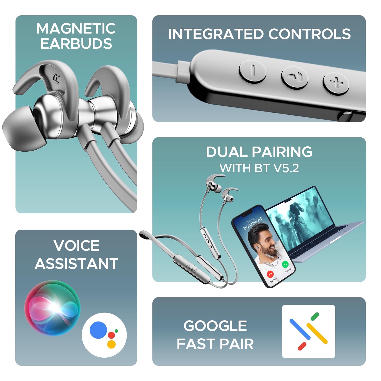 boAt Rockerz 255 Pro+, 60H Battery, Fast Charge, IPX7, Dual Pair,Low Latency,Magnetic Buds, Stream Ad Free Music via App Support, in Ear Bluetooth Neckband, Wireless with Mic Earphones (Moon White)