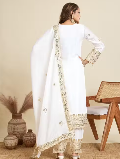 Embroidered Heavy Chinon Silk kurti with embroidered Palazzo and dupatta Set & Materials new designer havy embroidery work