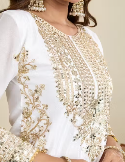 Embroidered Heavy Chinon Silk kurti with embroidered Palazzo and dupatta Set & Materials new designer havy embroidery work