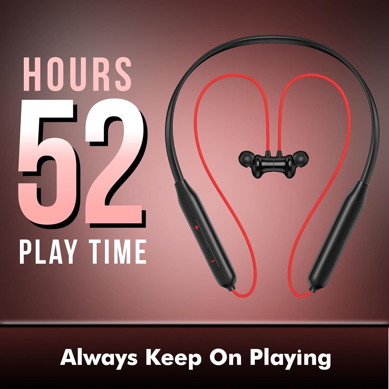 Kratos N4 Bluetooth Neckband with 52H Playtime, Deep Bass, Stereo Sound, HD Calls, Magnetic Earbuds, Type-C Fast Charging, Rich Audio, Hollow Switch for Comfort & Style