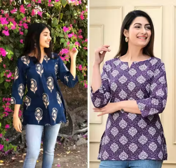 Pure Cotton Short Kurta for Women and Girls – Stylish & Comfortable Cotton Kurtas for Every-day (Pack of 2)