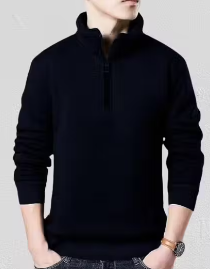 Trendy Black 100%fleece Sweatshirt for Men