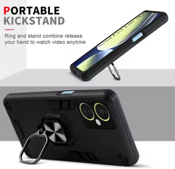 Shock Proof OnePlus Nord CE 3 Lite 5G (Black) Back Case Mobile Cover Back Cover Case (Tough Armor | Hybrid PC + TPU | Ring Holder & in-Built Kickstand)