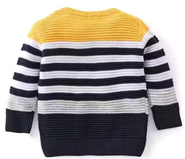 Boys Striped Round Neck Yellow Sweater Boy & Girls Wool Sweaters Pack Of 1