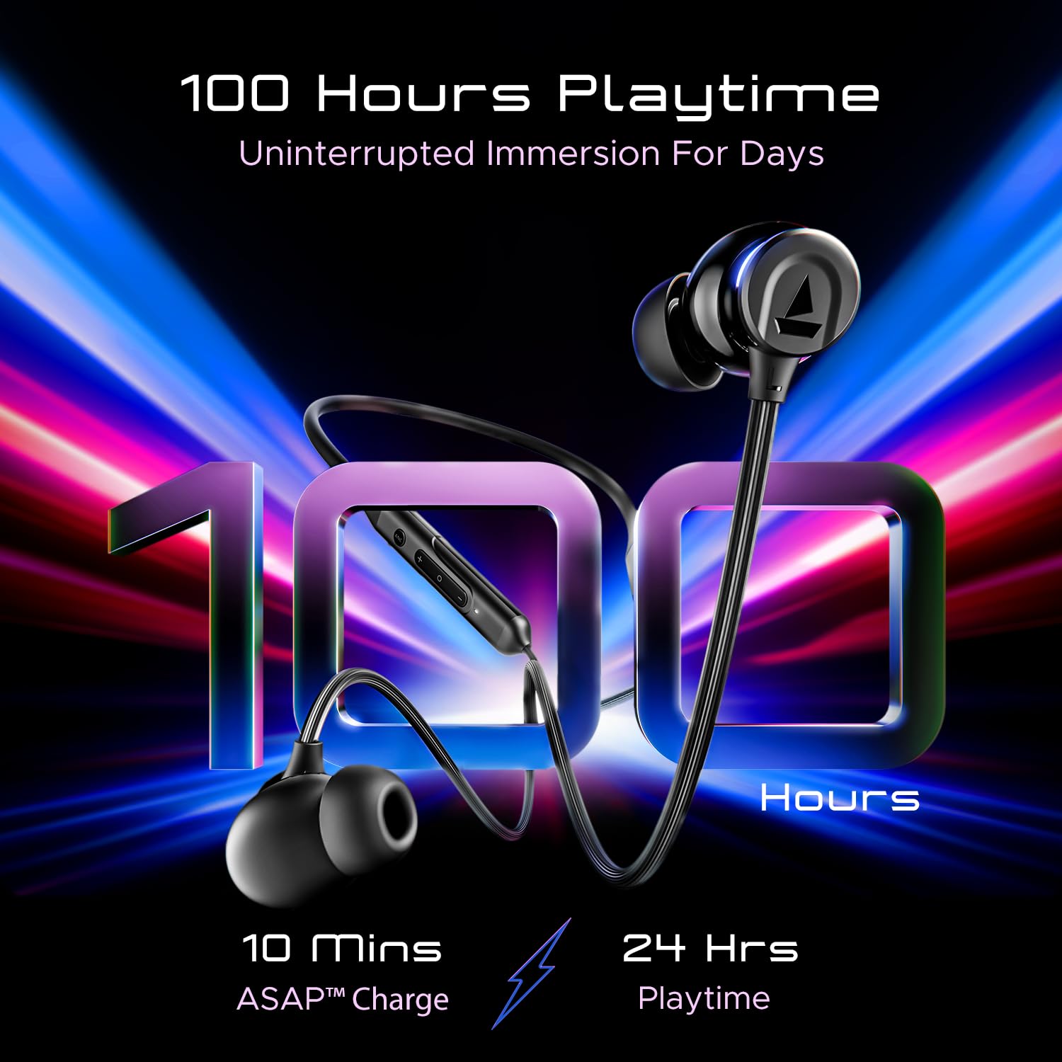 Boat Rockerz 255 ANC,100HRS Battery,Spatial Audio,ANC(~32Db),Fast Charge(10Mins=24HRS),3Mics Aienx,13Mm Drivers,Power Earbuds,Bluetooth Neckband,in Ear Wireless with Mic Earphones (Raven Black)