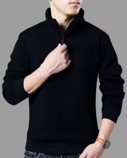 Trendy Black 100%fleece Sweatshirt for Men