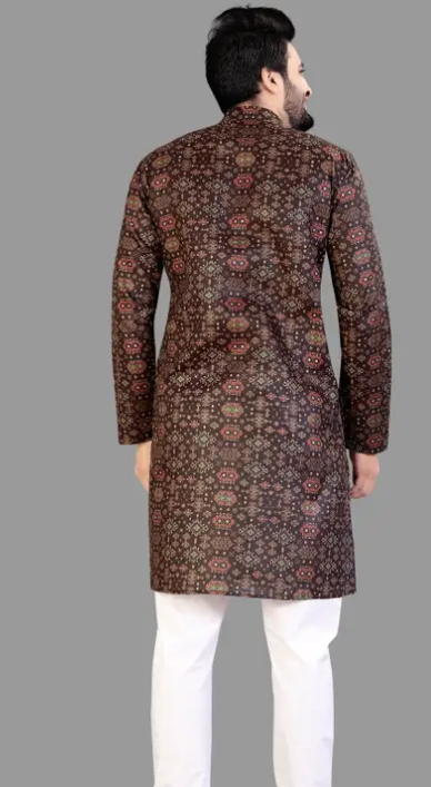 Nice Printed Trendy Kurta Pyjama Set For Men