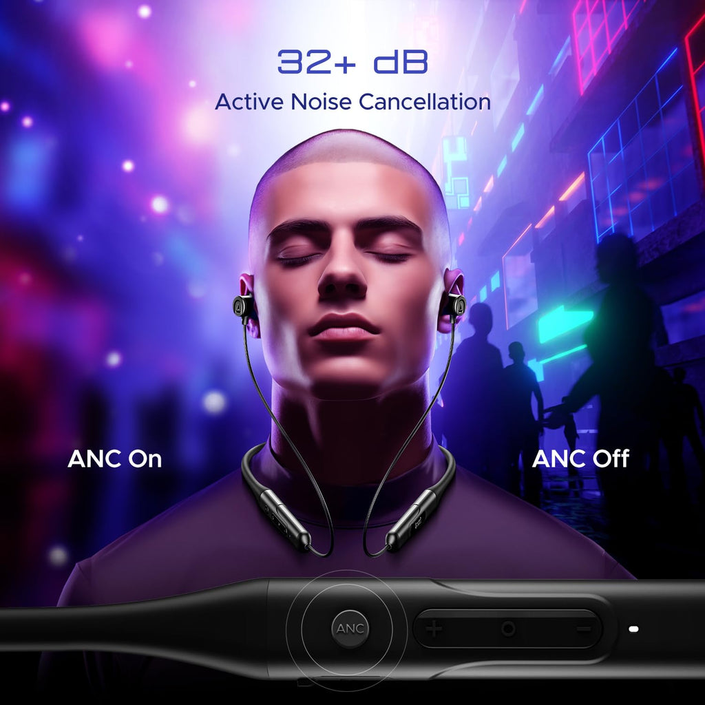 Boat Rockerz 255 ANC,100HRS Battery,Spatial Audio,ANC(~32Db),Fast Charge(10Mins=24HRS),3Mics Aienx,13Mm Drivers,Power Earbuds,Bluetooth Neckband,in Ear Wireless with Mic Earphones (Raven Black)