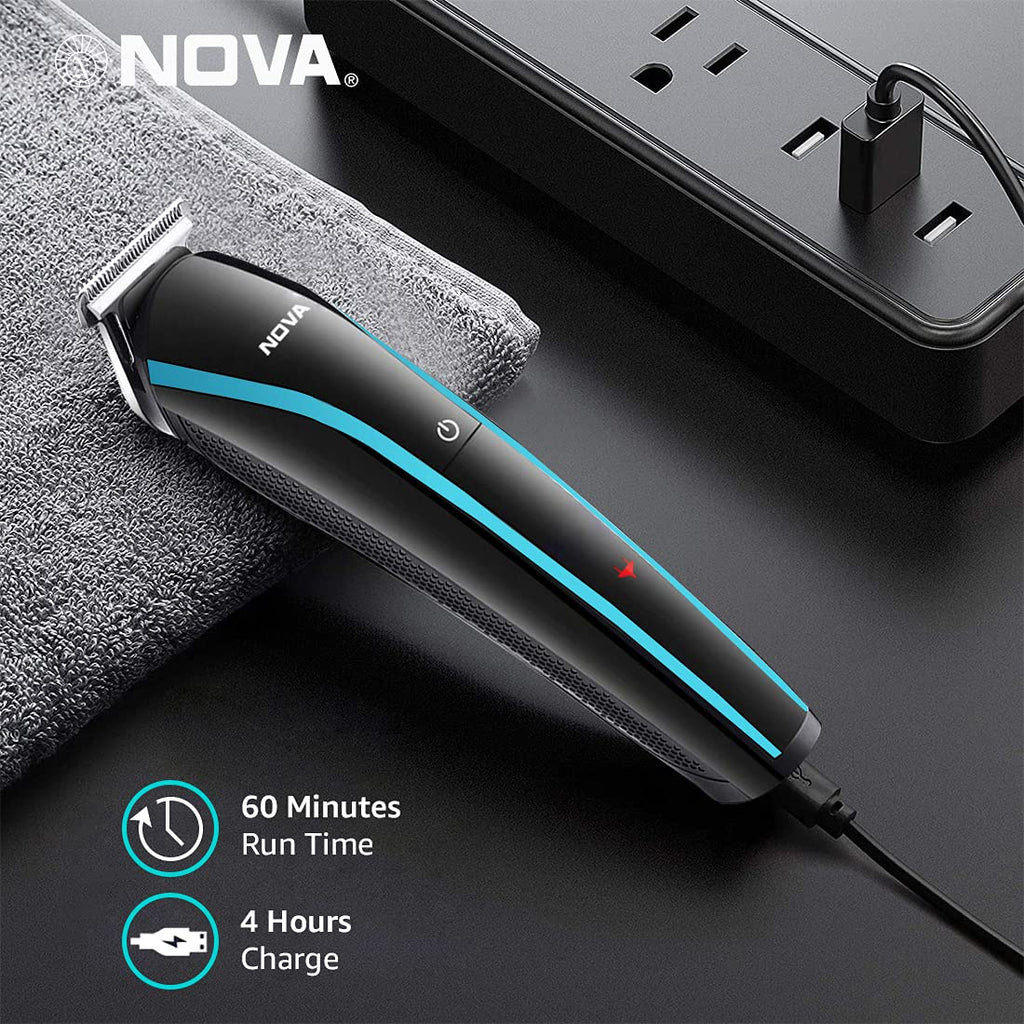 NOVA NG 1152 Cordless Rechargeable: 60 Minutes Runtime Multi Grooming Trimmer for Men (Blue)