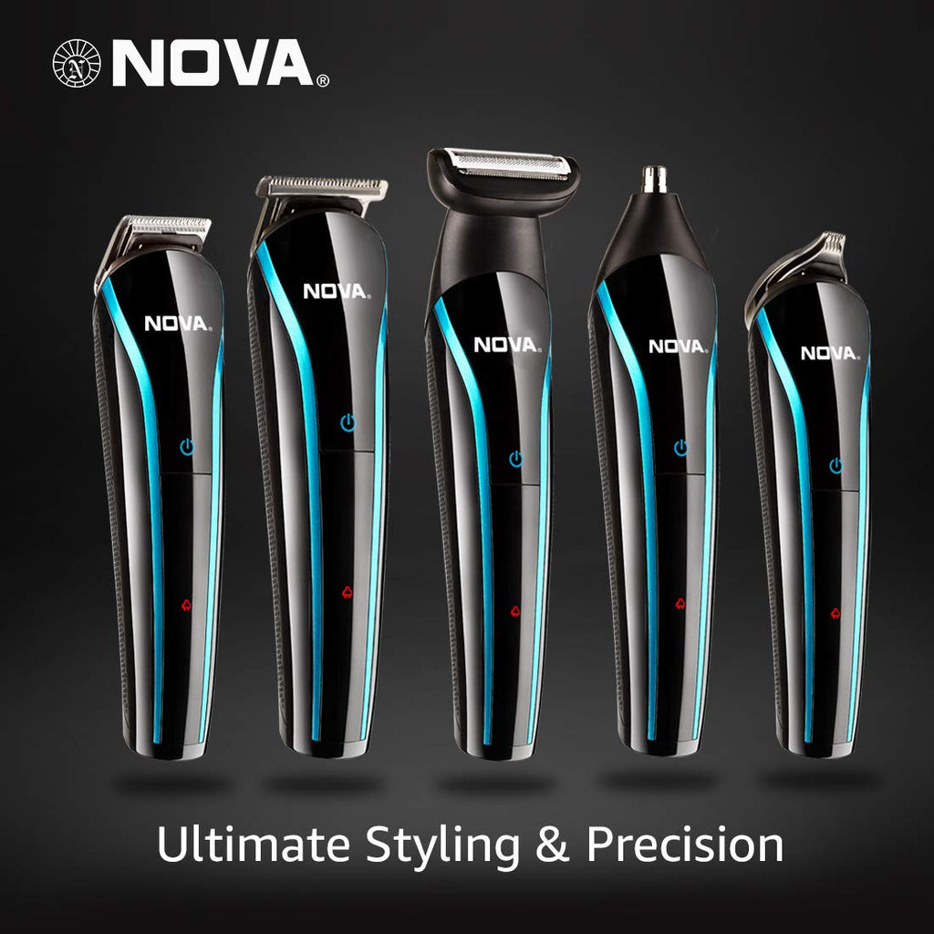 NOVA NG 1152 Cordless Rechargeable: 60 Minutes Runtime Multi Grooming Trimmer for Men (Blue)