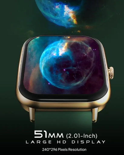 Fire-Boltt Hunter 51.1mm (2.01) HD Display Buetooth Calling with Single Chipset, Metal Body Smartwatch  (Green Strap, Free Size)