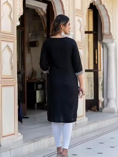 Black 3 Quarter Long Kurti