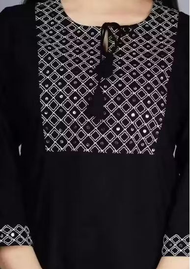 Black 3 Quarter Long Kurti