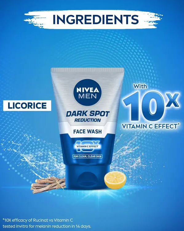 Nivea Men Dark Spot Reduction Combo with 10X Vitamin C Effect, Licorice, Face Wash  (300 g)