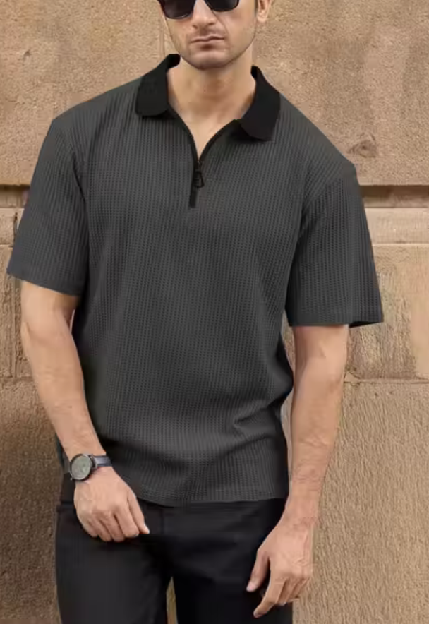 Half Sleeve Polo Neck Zipper T-shirt For men