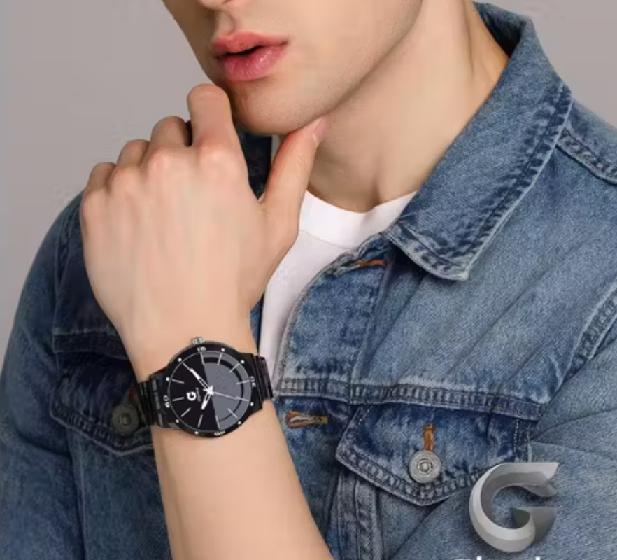 Trendy Black Chain Watch - For Men