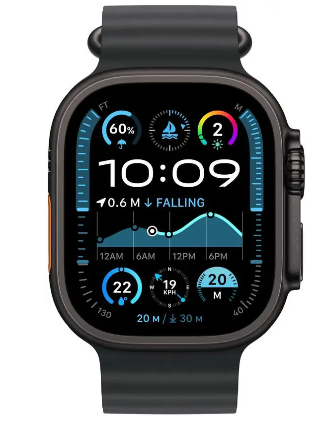 I Watch Ultra 2 (Inspired by Apple) GPS + Cellular 49mm Black Titanium with Black Ocean Band  (Black Strap, Free Size)
