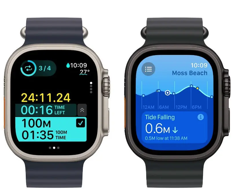 I Watch Ultra 2 (Inspired by Apple) GPS + Cellular 49mm Black Titanium with Black Ocean Band  (Black Strap, Free Size)