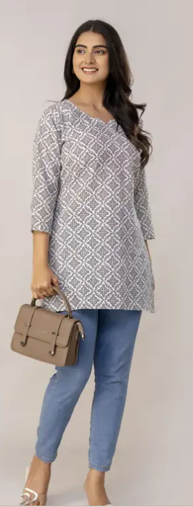 Gorgeous Printed Pure Cotton Straight Kurta Pack of 3 for Girls & Women(Grey, Black, Maroon)