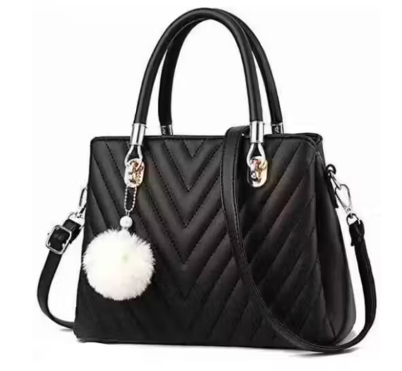 Elegant Black PU Leather Handbag for Women & Girls | Trendy Shoulder Tote Bag for Office, College & Daily Use