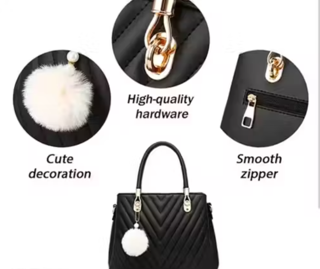 Elegant Black PU Leather Handbag for Women & Girls | Trendy Shoulder Tote Bag for Office, College & Daily Use