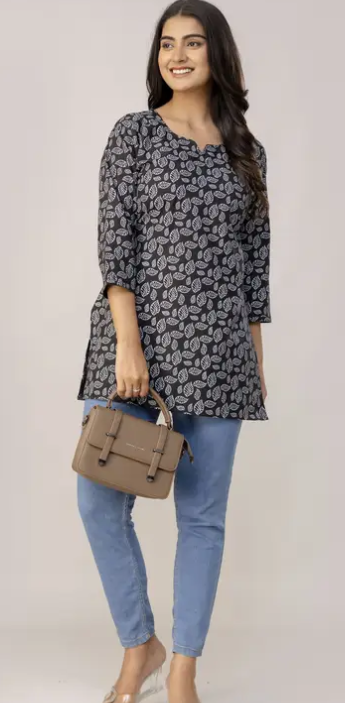 Gorgeous Printed Pure Cotton Straight Kurta Pack of 3 for Girls & Women(Grey, Black, Maroon)