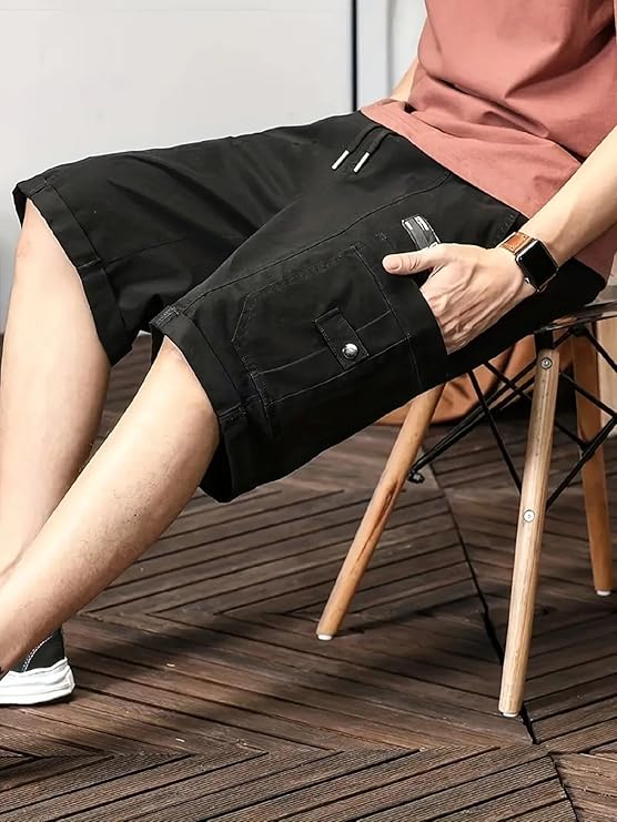 Men Shorts Cotton || Men Shorts Casual Black Matt