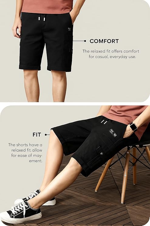Men Shorts Cotton || Men Shorts Casual Black Matt