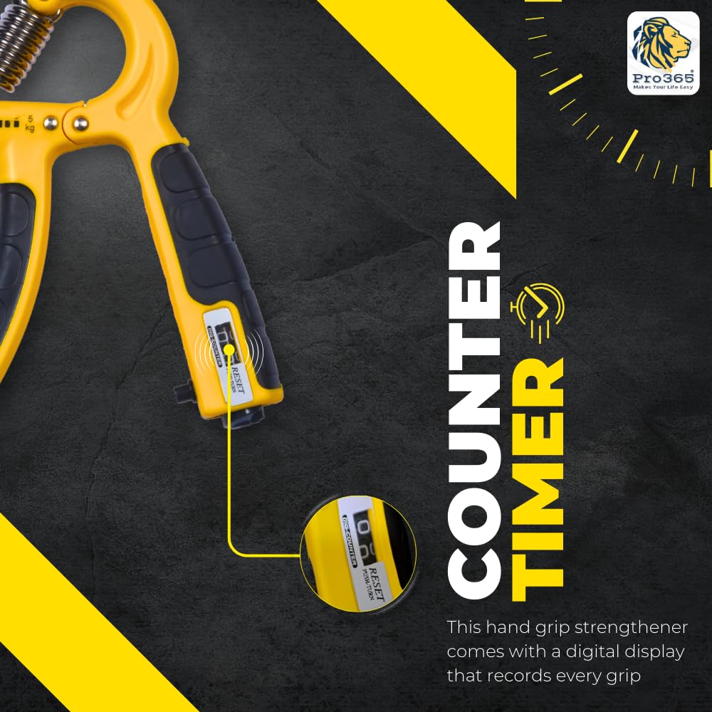 PRO365 Premium Hand Gripper Combo | Full Set for Forearms, Viens, Fingers | ABS Compound Material | Accurate Counter Meter | Finger Grippers