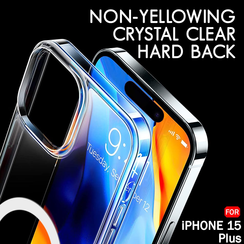 Crystal Ultra-Hybrid Back Case Cover for iPhone 15 Plus Compatible with MagSafe | Camera Protection | Hard Crystal Clear Back | Shockproof Case Cover for iPhone 15 Plus (PC & TPU, Transparent)