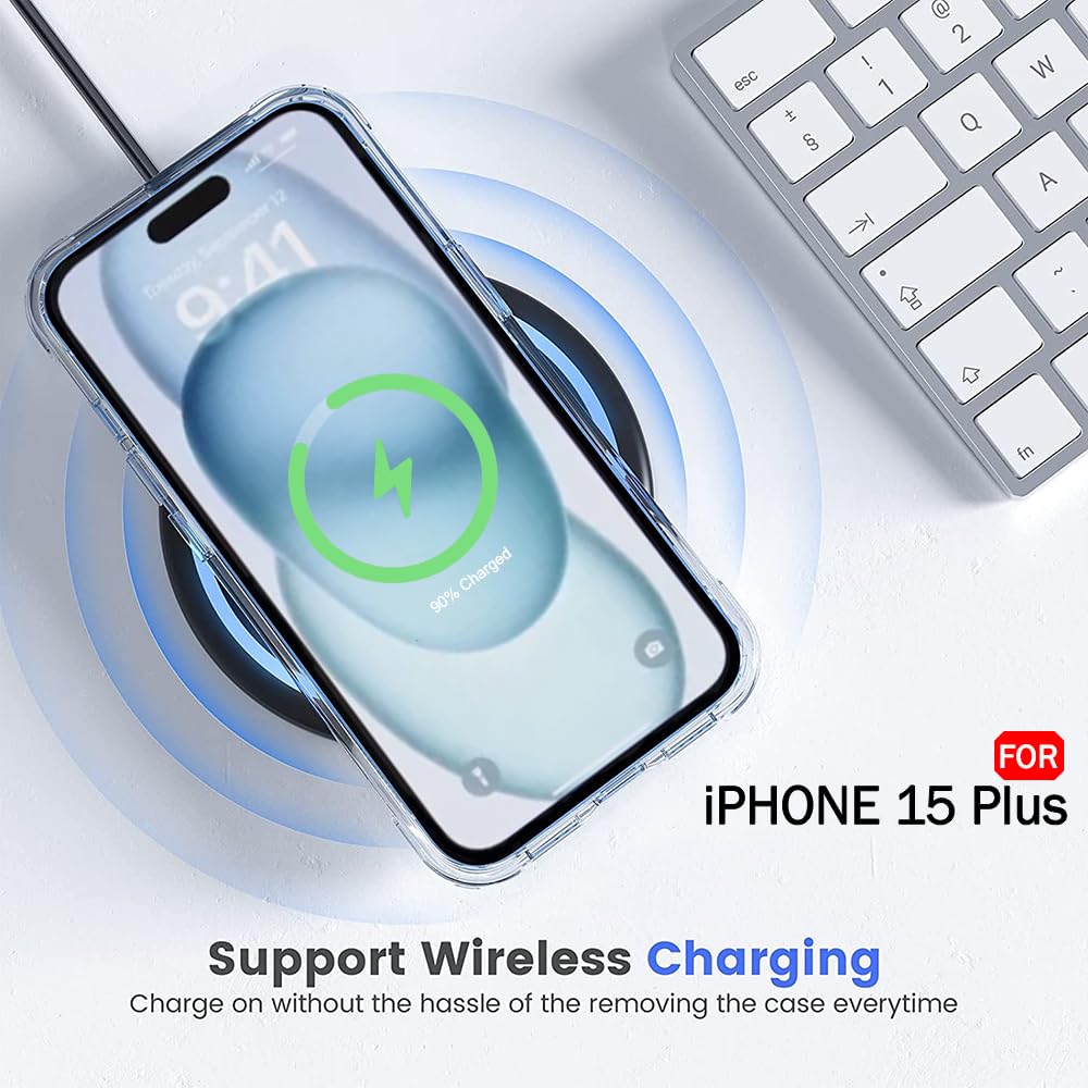 Crystal Ultra-Hybrid Back Case Cover for iPhone 15 Plus Compatible with MagSafe | Camera Protection | Hard Crystal Clear Back | Shockproof Case Cover for iPhone 15 Plus (PC & TPU, Transparent)