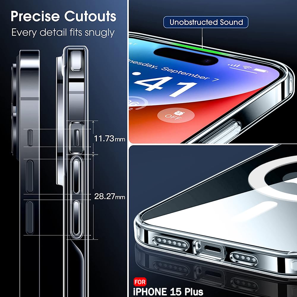 Crystal Ultra-Hybrid Back Case Cover for iPhone 15 Plus Compatible with MagSafe | Camera Protection | Hard Crystal Clear Back | Shockproof Case Cover for iPhone 15 Plus (PC & TPU, Transparent)